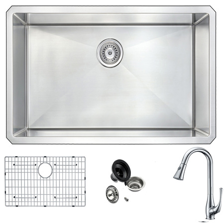 ANZZI Vanguard Undermount 32" Kitchen Sink and Polished Chrome Singer Faucet KAZ3219-041